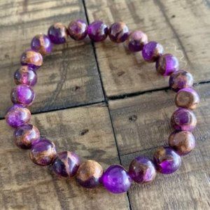 8mm Lavender Opal Bronzite Chakra Stretch Bracelet